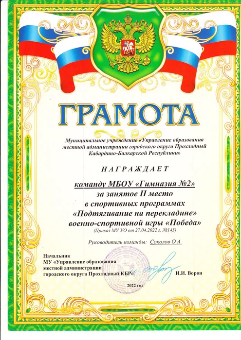 "Подтягивание на перекладине"- ВСИ "Победа - 2022"