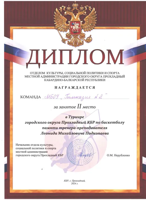 Городской турнир по баскетболу - II место